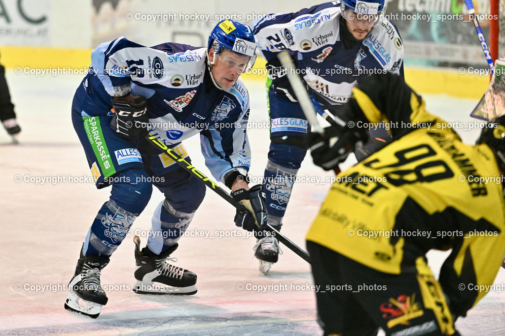 ESC Steindorf vs. MET PHOTOVOLTAIK HORNETS SPITTAL | #18 Pewal Martin ESC Steindorf, #28 Bacher Stefan ESC Steindorf, ESC Steindorf vs. MET PHOTOVOLTAIK HORNETS SPITTAL, ESC Steindorf vs. MET PHOTOVOLTAIK HORNETS SPITTAL am 26.10.2024 in Steindorf (Ossiachersee Halle), Austria, (Photo by Bernd Stefan)