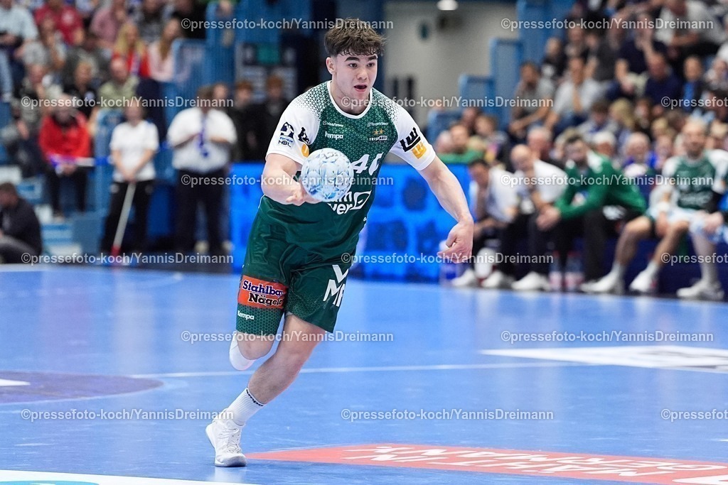 xYDR28052501077 | 28.05.2025, xydrx, Handball, 1.HBL, VFL Gummersbach - FRISCH AUF! Goeppingen, Schwalbe-Arena: Elias Newel (FRISCH AUF! Goeppingen #40)