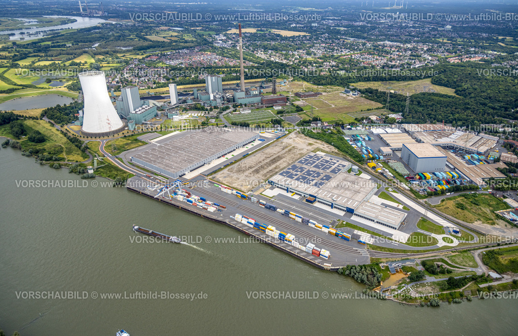 Duisburg240702094-Nord | Luftbild, Duisburg-Nord, duisport logport VI (Sechs), STEAG Kraftwerk Walsum, Fluss Rhein, Ortsansicht Alt-Walsum, Duisburg, Ruhrgebiet, Nordrhein-Westfalen, Deutschland