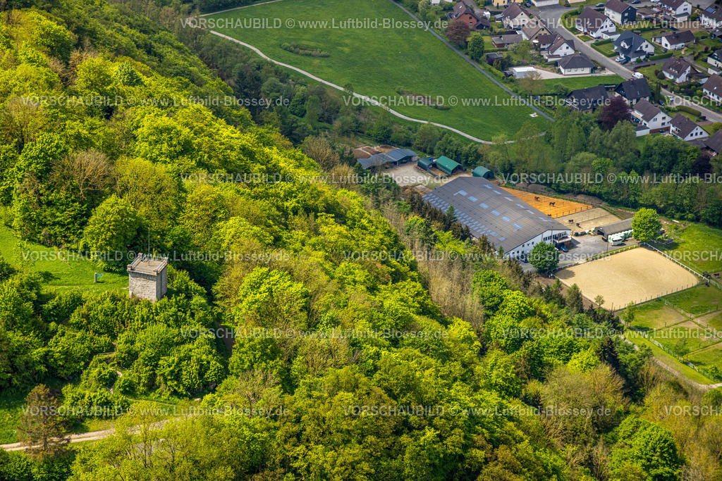 Marsberg240504236 | Luftbild, Waldgebiet Drakenhöhlen, Reit- und Fahrverein Maisberg eV Anlage, Buttenturm Obermarsberg, Niedermarsberg, Marsberg, Sauerland, Nordrhein-Westfalen, Deutschland
