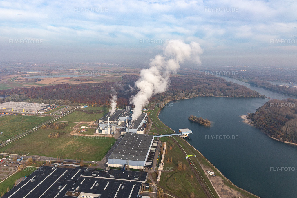 Luftbild: Papierfabrik Palm in Wörth am Rhein im Bundesland Rheinland-Pfalz in Deutschland. Foto: IMG_119816.jpg vom 24.11.2019 durch Werner Riehm/FLY-FOTO.de