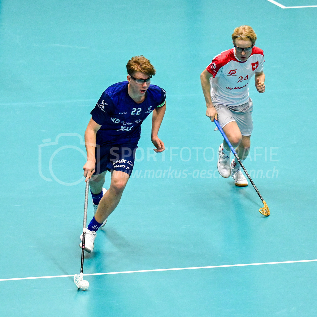 Switzerland U19 vs Finland U19 - 3. February 2024 | Switzerland U19 vs Finland U19
U19 Men International Matches in Switzerland
GoEasy Arena, Siggenthal Station
Finland forward #22 Ville Heiska and Switzerland forward #24 Julian Egli.
Credit: Markus Aeschimann | <a href="https://www.markus-aeschimann.ch">Sportfotografie Markus Aeschimann</a> | <a href="https://www.instagram.com/sportfotografie.aeschimann">@sportfotografie.aeschimann</a> - Realisiert mit Pictrs.com