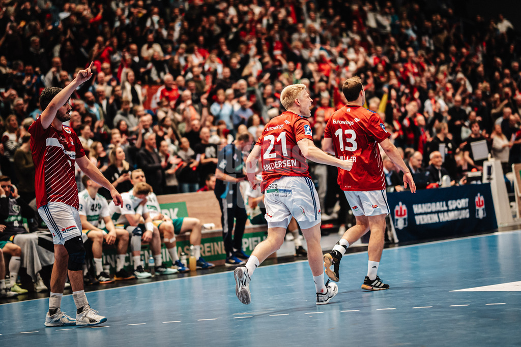 Handball | Männer | Saison 2024/2025 | DAIKIN Handball-Bundesliga | 8. Spieltag || Handball Sport Verein Hamburg vs. TSV Hannover-Burgdorf | 24.10.2024 | Frederik Andersen (#21, Handball Sport Verein Hamburg) jubelt