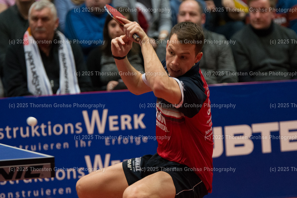 TTBL TTC Fulda-Maberzell vs. Borussia Duesseldorf | Jonathan GROTH (TTC RhoenSprudel Fulda-Maberzell); TTBL TTC Fulda-Maberzell vs. Borussia Duesseldorf, Tischtennis-Bundesliga - 12. Spieltag am 21.01.2018 in der Hubtex Arena in Fulda, (Deutschland) - Realisiert mit Pictrs.com
