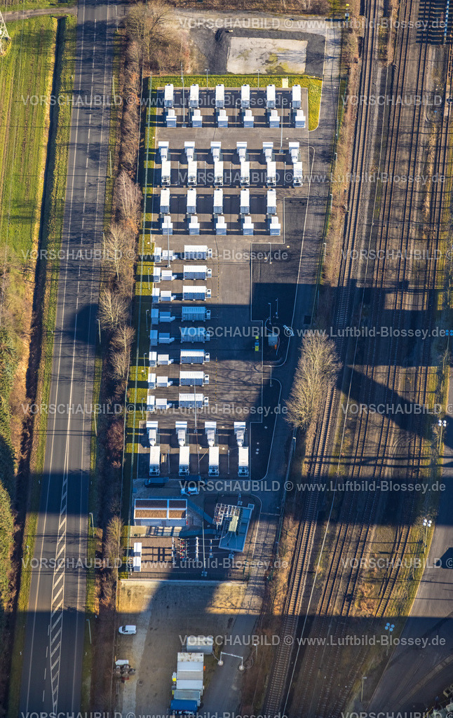 Werne230205016Gersteinwerk | Luftbild, Standakkus zum Stromspeichern, innovative Batteriespeicher am RWE Generation SE Kraftwerk Gersteinwerk, Stockum, Werne, Ruhrgebiet, Nordrhein-Westfalen, Deutschland