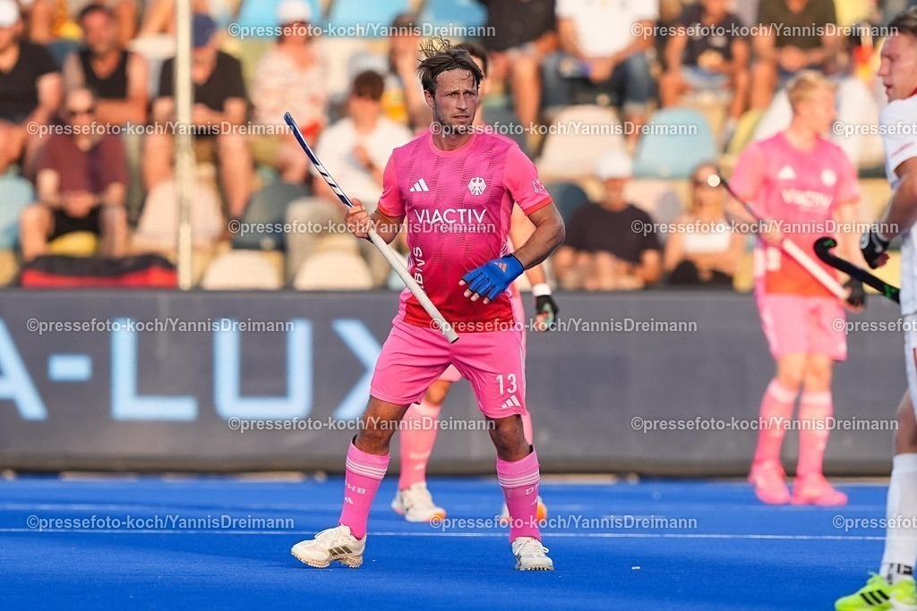 xydrx12082504059 | 12.08.2025, xydrx, Herren EuroHockey Championship 2025, Gruppenphase, Gruppe B, Deutschland - Polen, Sparkassenpark Mönchengladbach: Paul-Philipp Kaufmann (GER #13)