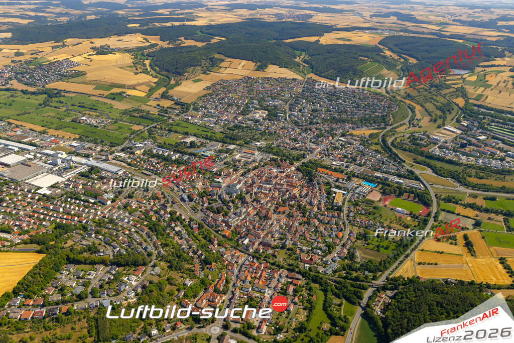Das Luftbild zeigt :  Tauberbischofsheim - Die Luftaufnahme wurde 2023 vom UL-Flugzeug aus erstellt ( keine Drohne ) - Hochauflösende Luftaufnahme - Für grossformatige Ausdrucke geeignet. Die Geschenkidee !Mit Lizenz und Bildrechte bestellbar