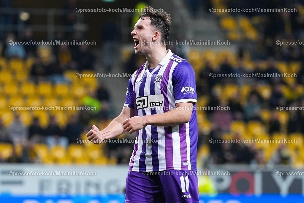 xYDRx17012601055 | 17.01.2026, xydrx, Fußball, 3.Liga, TSV Alemannia Aachen - VfL Osnabrück, Saison 2025 2026, Tivoli: Torjubel nach dem Tor zum 3:0 für den VfL Osnabrück durch Torschütze Robin Meißnern (VfL Osnabrück #11)        DFB regulations prohibit any use of photographs as image sequences and or quasi-video. Photo: xYannisxDreimannxPressefotoKochx