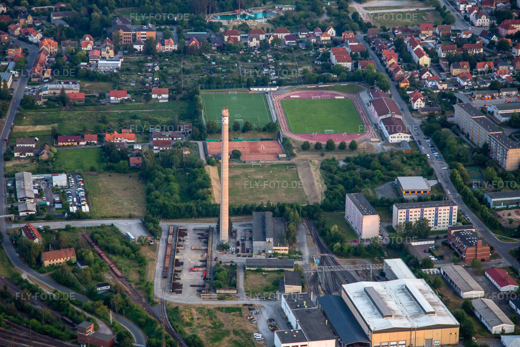 Luftbild: Schornstein in Blankenburg im Bundesland Sachsen-Anhalt in Deutschland. Foto: IMG_136618.jpg vom 17.06.2023 durch Werner Riehm/FLY-FOTO.de