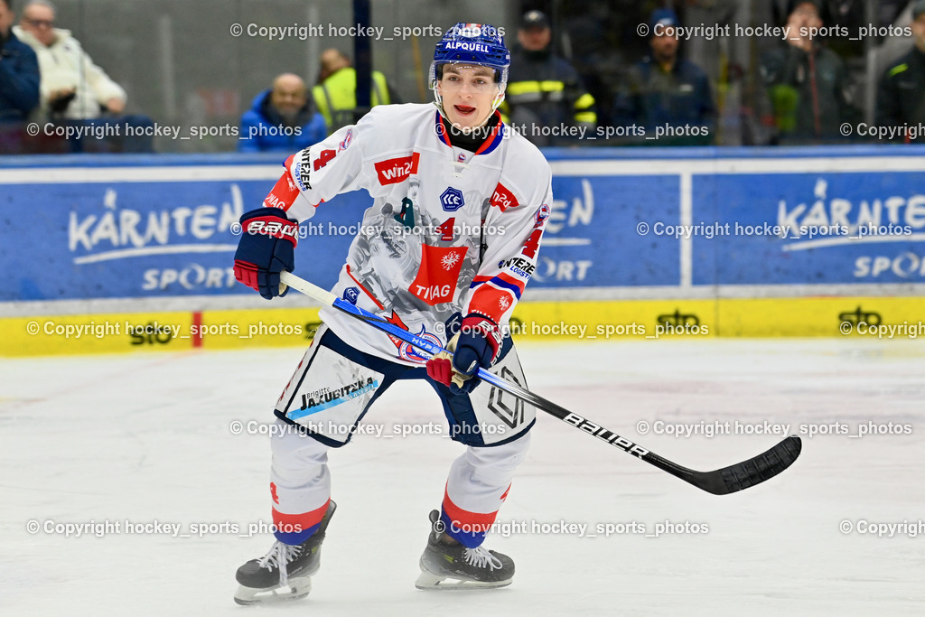 EC IDM Wärmepumpen VSV vs. HC Tiwag Innsbruck-Die Haie | #4 Stöffler Elias HC Innsbruck, EC IDM Wärmepumpen VSV vs. HC Tiwag Innsbruck-Die Haie, EC IDM Wärmepumpen VSV vs. HC Tiwag Innsbruck Die Haie am 13.12.2024 in Villach (Stadthalle Villach), Austria, (Photo by Bernd Stefan)