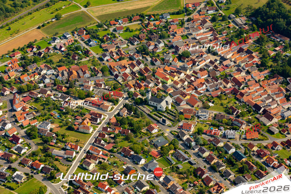 Das Luftbild zeigt : Rottershausen Oerlenbach - Die Luftaufnahme wurde 2024 vom UL-Flugzeug aus erstellt ( keine Drohne ) - Hochauflösende Luftaufnahme - Für grossformatige Ausdrucke geeignet. Die Geschenkidee !Mit Lizenz und Bildrechte bestellbar