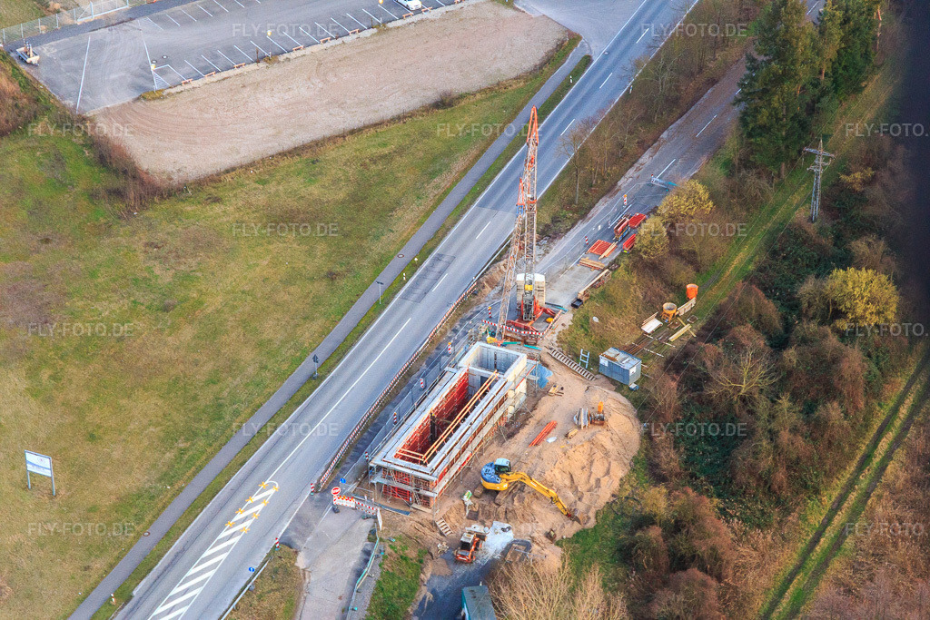Luftbild: Baustelle Am Bruhrain im Ortsteil Neudorf in Graben-Neudorf im Bundesland Baden-Württemberg in Deutschland. Foto: IMG_104605.jpg vom 14.01.2018 durch Werner Riehm/FLY-FOTO.de