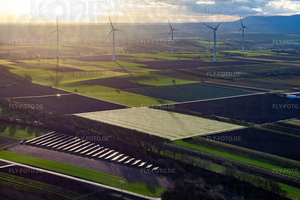 Freiflächen-Fotovoltaik-Solarstromanlage des ANUMAR Solarpark Winden auf einem Acker vor dem Windpark Freckenfeld  http://www.anumar.de/ | Luftbild: Freiflächen-Fotovoltaik-Solarstromanlage des ANUMAR Solarpark Winden auf einem Acker vor dem Windpark Freckenfeld  http://www.anumar.de/ in Winden im Bundesland Rheinland-Pfalz in Deutschland. Foto: IMG_135786.jpg vom 03.01.2023 durch ©2025 Werner Riehm fly-foto.de/copyright - Realisiert mit Pictrs.com