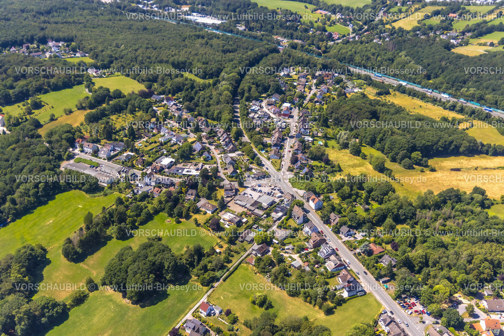 Gevelsberg230709197 | Luftbild, Straßenkreuzung Schliepersbruch, Haßlinghauser Straße Gevelsberger Straße und Uellendahl, Haßlinghausen, Sprockhövel, Ruhrgebiet, Nordrhein-Westfalen, Deutschland