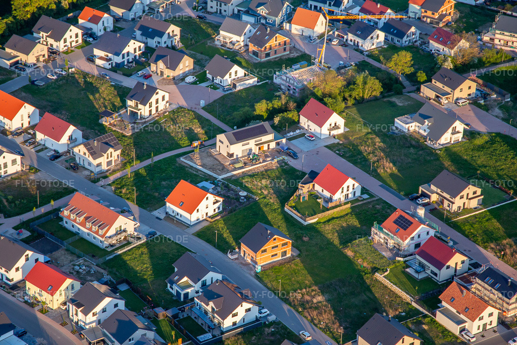 Luftbild: Rosen- und Lavendelweg in Kandel im Bundesland Rheinland-Pfalz in Deutschland. Foto: IMG_140361.jpg vom 23.04.2024 durch Werner Riehm/FLY-FOTO.de