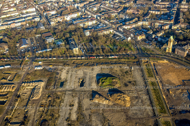 Duisburg241202152 | Luftbild, Rheinpark Duisburg am Fluss Rhein und geplante Wohnanlage RheinOrt Hochfeld, Koptisch-Orthodoxe Kirchengemeinde Hll. Kosman und Damian in St. Bonifatius, Hochfeld, Duisburg, Ruhrgebiet, Nordrhein-Westfalen, Deutschland