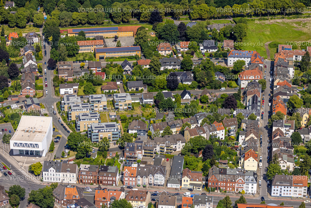 Hamm240706588 | Luftbild, Wohngebiet Wohnsiedlung zwischen Ostenallee und Brändströmstraße, Städtische Musikschule Hamm, oben Theodor-Heuss-Schule am Datteln-Hamm-Kanal, Mitte, Hamm, Ruhrgebiet, Nordrhein-Westfalen, Deutschland