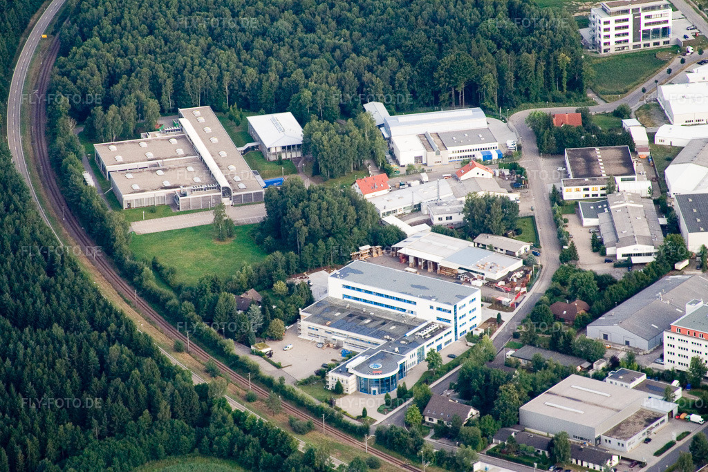 Luftbild: Ittersbach, Industriegebiet, Herrmann Ultraschalltechnik GmbH im Ortsteil Im Stockmädle in Karlsbad im Bundesland Baden-Württemberg in Deutschland. Foto: IMG_12471.jpg vom 05.08.2008 durch Werner Riehm/FLY-FOTO.de