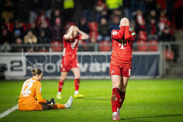Frauen Fußball-Bundesliga; Bayer 04 Leverkusen - 1. FC Köln, 13.02.2026 | Sandra Maria Jessen (1. FC Köln, 6) vergibt eine dicke Chance; Bayer 04 Leverkusen - 1. FC Köln an Spieltag 18 der Google Pixel Frauen-Bundesliga am 13.02.2026 im Ulrich-Haberland-Stadion in Leverkusen (Nordrhein-Westfalen). DFL REGULATIONS PROHIBIT ANY USE OF PHOTOGRAPHS AS IMAGE SEQUENCES AND/OR QUASI-VIDEO.