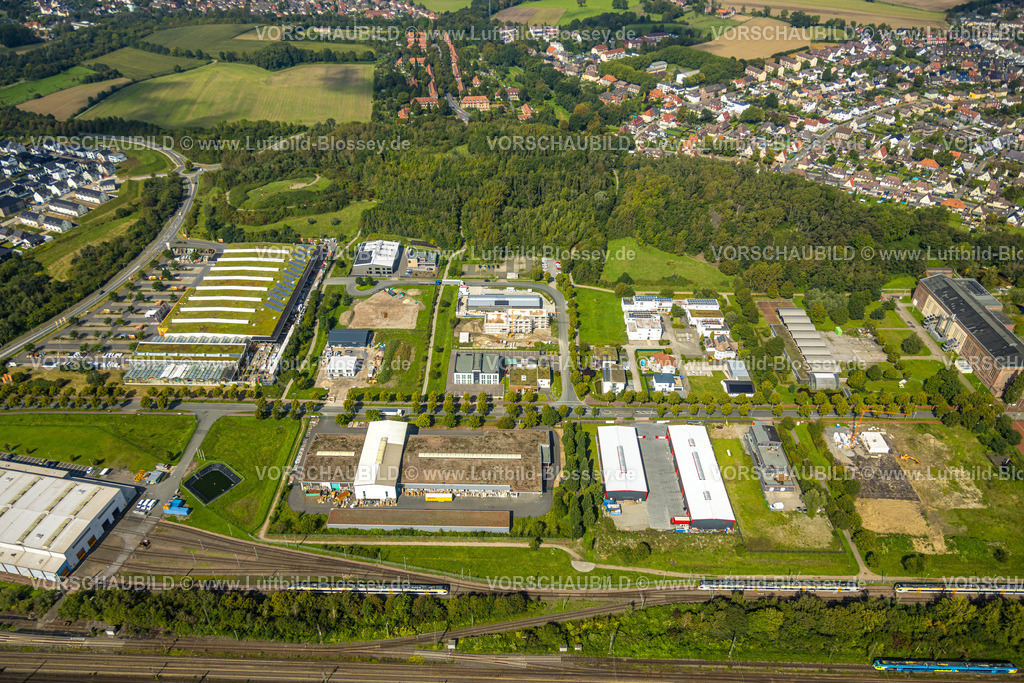 Hamm230900096 | Luftbild, Gewerbegebiet Sachsenweg, Baustelle und Neubau an der Anhalter Straße, ehemalige Zeche Sachsen, Stadtbezirk Heessen, Hamm, Ruhrgebiet, Nordrhein-Westfalen, Deutschland