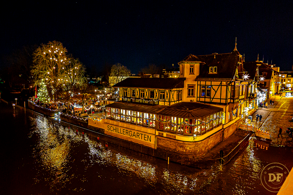 Schillergarten im  mystischen Mondlicht   - in Dresden am Blauen Wunder  | Schillergarten im  mystischen Mondlicht 6360   - in Dresden am Blauen Wunder, Hochwasser Dezember 2023 , Wasserzeichen ist nach Kauf entfernt, kleines Künstlersignum  unten rechts nicht. Kann optional bei Großauftrag auf Anfrage entfernt werden.