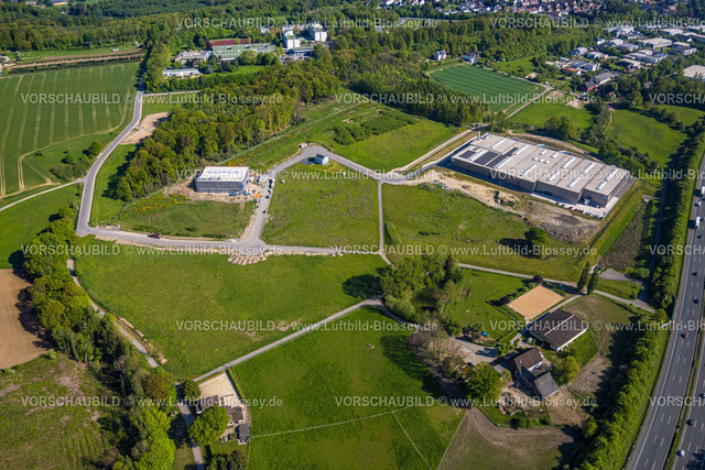 Wetter240503664 | Luftbild, Baustelle Baugebiet Gewerbepark Schwelmer Straße an der Autobahn A1, Straße An den drei Eichen, Grundschöttel, Wetter, Ruhrgebiet, Nordrhein-Westfalen, Deutschland