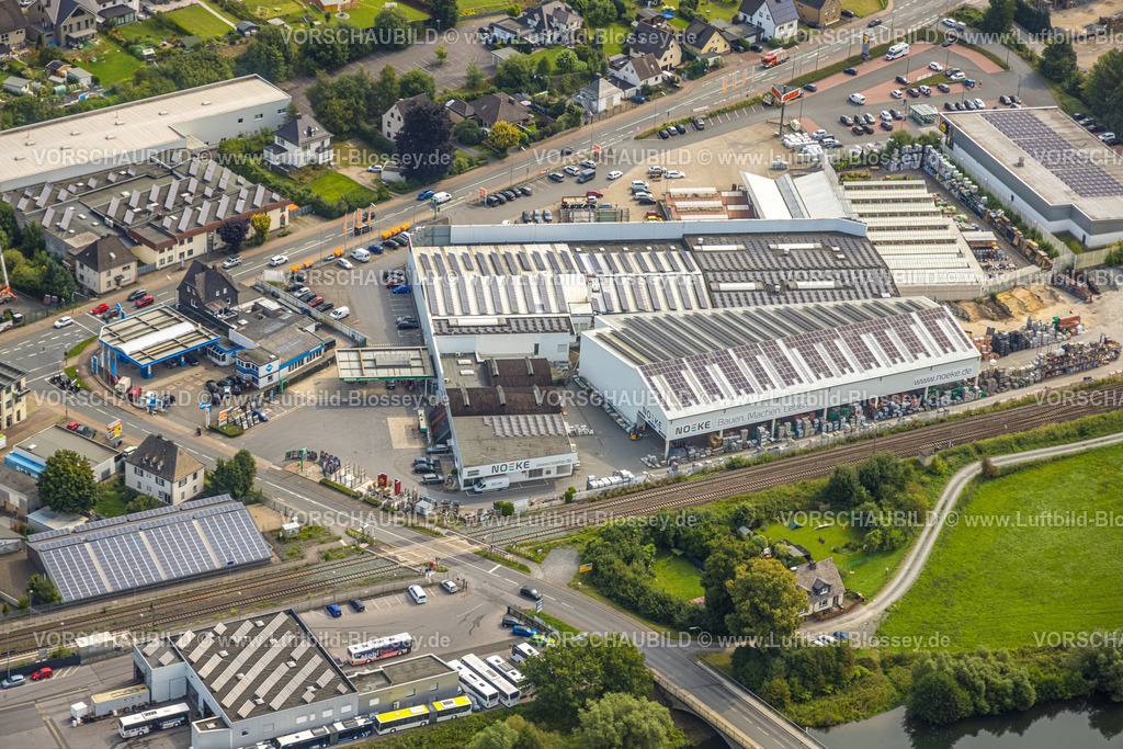 Meschede250807071 | Luftbild, Gewerbegebiet Bahnhofstraße, Wennemen, Meschede, Sauerland, Nordrhein-Westfalen, Deutschland