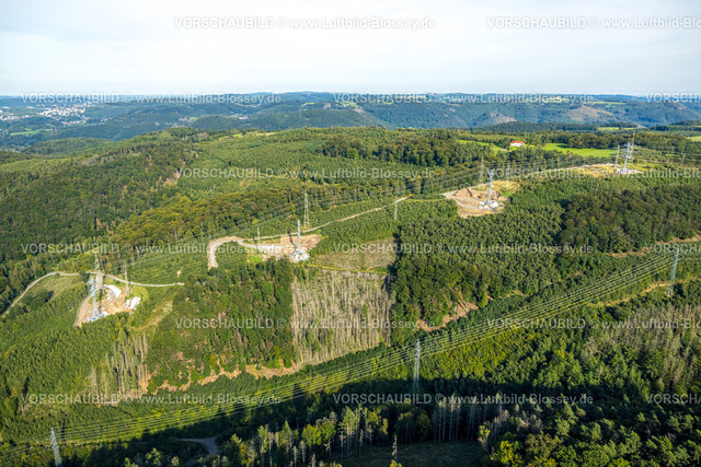 Hagen230902791 | Luftbild, Hagen-Hohenlimburg, AMPRION Leitung, Stromleitung Hochspannungsnetz im Waldgebiet Menhagen, Letmathe, Iserlohn, Ruhrgebiet, Nordrhein-Westfalen, Deutschland