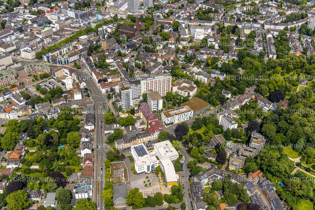 Muelheim240703079 | Luftbild, evang. Krankenhaus Mülheim im Stadtgebiet, Karl-Ziegler-Schule, Altstadt I - Südwest, Mülheim an der Ruhr, Ruhrgebiet, Nordrhein-Westfalen, Deutschland