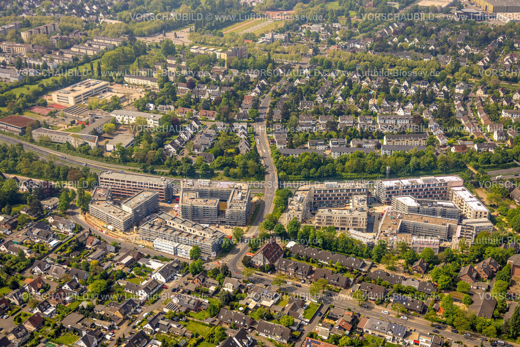 Duesseldorf240500821 | Luftbild, Baustelle mit Neubau Deiker Höfe Wohnanlage Wohnsiedlung, Danziger Straße, ehemaliges Fashion-Häuser Gelände, Ortsansicht Ortsteil Stockum, Düsseldorf, Rheinland, Nordrhein-Westfalen, Deutschland