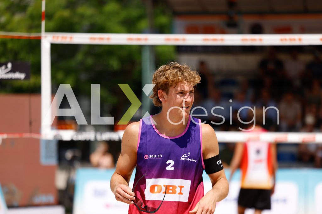 Obi BeachTour 2026 - Basel | BASEL, SWITZERLAND - JULY 17: LUKAS WYMANN (SUI) during the Obi BeachTour 2026 match between ALLEMANN / LEFFLER (SUI) and FURRER / WYMANN (SUI) at Barfüsserplatz on July 17, 2026 in Basel, Switzerland. - Realisiert mit Pictrs.com