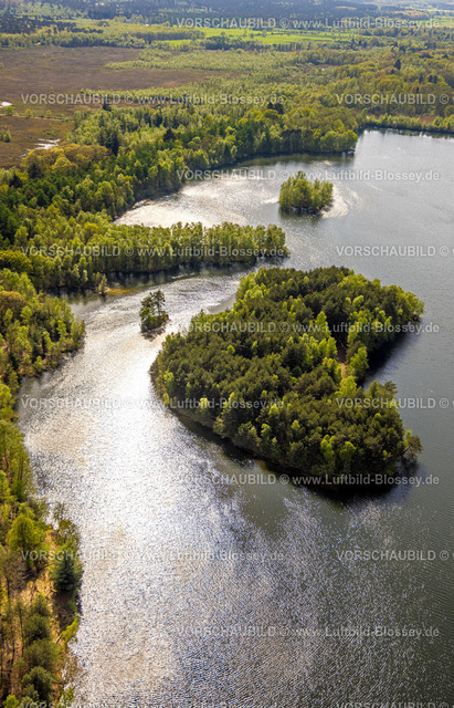 Brueggen240403204DiergartscherSeeSchwalm | Luftbild, Diergartscher See Naturschutzgebiet NSG Elmpter Schwalmbruch, Mischwald und Insel im See, Auenlandschaft an der deutsch-niederländischen Grenze, Oebel, Brüggen, Niederrhein, Nordrhein-Westfalen, Deutschland