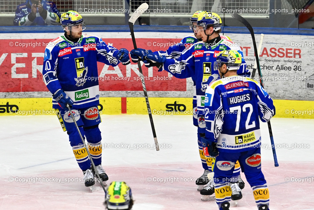 EC IDM WÄRMEPUMPEN VSV vs. MOSER MEDICAL GRAZ99ERS | Jubel EC VSV, #72 John Hughes EC VSV, #77 Philipp Lindner EC VSV, #40 Elias Wallenta EC VSV, EC IDM WÄRMEPUMPEN VSV vs. MOSER MEDICAL GRAZ99ERS, EC IDM WÄRMEPUMPEN VSV vs. MOSER MEDICAL GRAZ99ERS am 17.03.2026 in Villach (Stadthalle Villach), Austria, (Photo by Bernd Stefan)