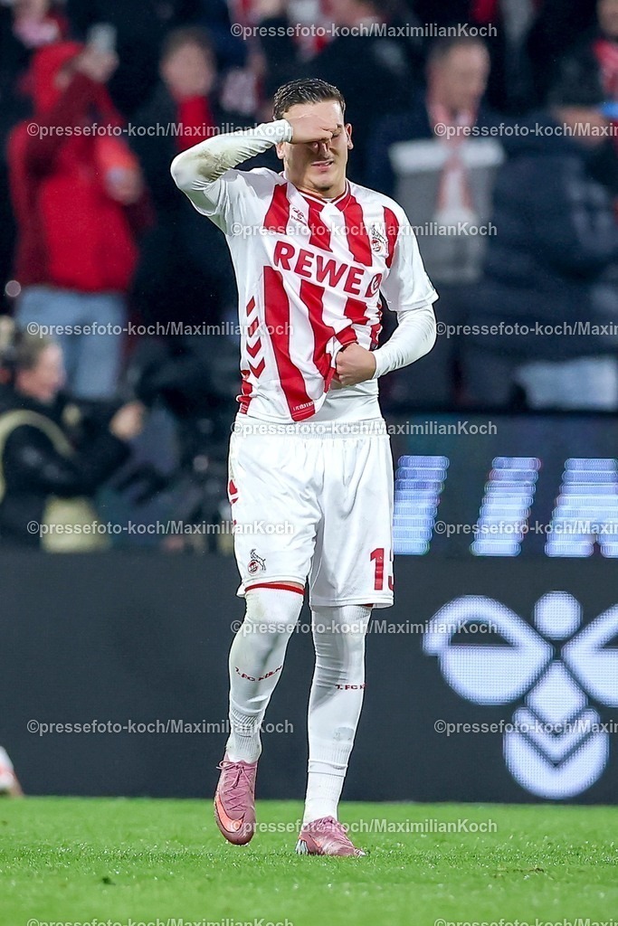 1FC06122501098 | 06.12.2025, Fußball, 1. FC Köln - FC St. Pauli, 1. Fußball Bundesliga, 13. Spieltag, RheinEnergie-STADION, Saison 2025 2026: Torjubel nach dem Tor zum 1:0 durch Torschütze Said El Mala&nbsp;(1FC Koeln #13)    DFB regulations prohibit any use of photographs as image sequences and or quasi-video.
