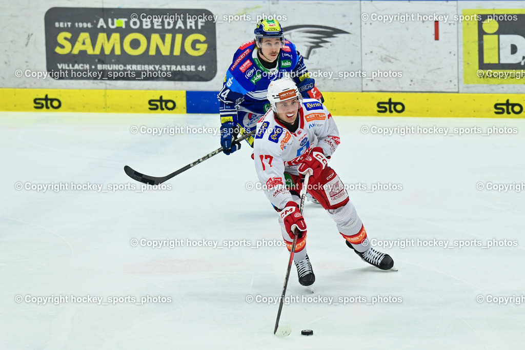 EC IDM WÄRMEPUMPEN VSV vs. EC KAC | #17 Pastujov Nick EC KAC, #74 COATTA Max EC VSV, EC IDM WÄRMEPUMPEN VSV vs. EC KAC, EC IDM WÄRMEPUMPEN VSV vs. EC KAC am 02.02.2025 in Villach (Stadthalle Villach), Austria, (Photo by Bernd Stefan)