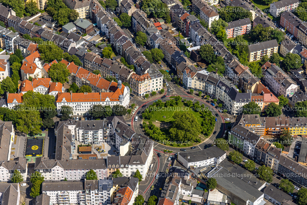 Dortmund230700036 | Luftbild, Begrünter Kreisverkehr Borsigplatz, Borsigplatz, Dortmund, Ruhrgebiet, Nordrhein-Westfalen, Deutschland