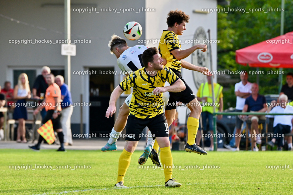 FC Faakersee vs. Rapid Lienz  | #13 Martin Tschernuth FC Faakersee, #16 Tobias Felix Waldner FC Faakersee, FC Faakersee vs. Rapid Lienz , FC Faakersee vs. Rapid Lienz  am 04.08.2024 in Faakersee (Sportplatz Faakersee), Austria, (Photo by Bernd Stefan)