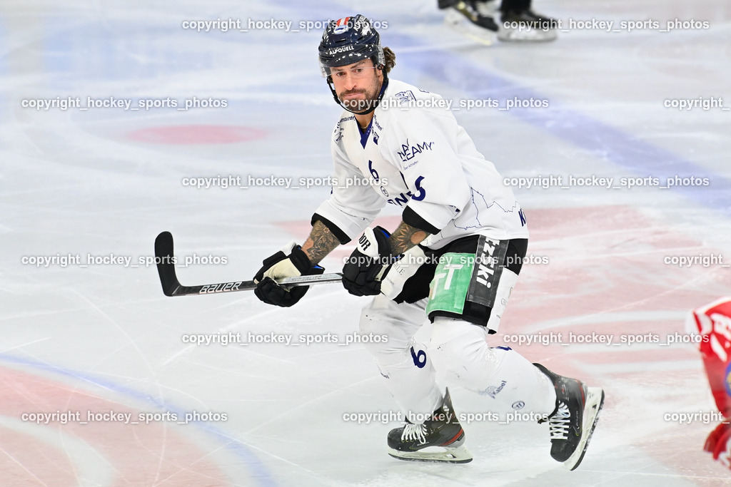 EC KAC Future Team vs. Die Adler Kitzbühl 7.10.2023 | #6 Rotter Rafael EC Kitzbühel, EC KAC Future Team vs. Die Adler Kitzbühl 7.10.2023, EC KAC Future Team vs. Die Adler Kitzbühl am 07.10.2023 in Klagenfurt (Messehalle Klagenfurt), Austria, (Photo by Bernd Stefan)
