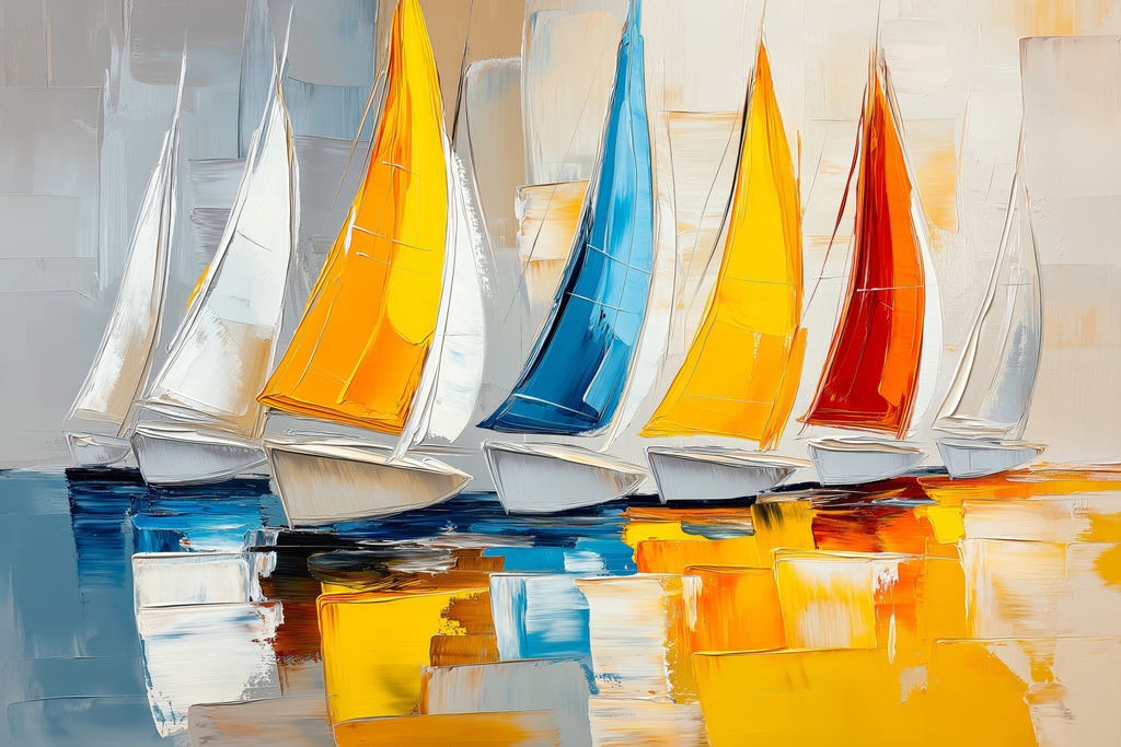 2502039 - Segelregatta | Modernes Wandbild im Stil eines Gemäldes. Bestellen Sie dieses Motiv als hochwertigen Kunstdruck auf Leinwand, hinter Acrylglas, auf Alu-Dibond oder auch als Poster. 