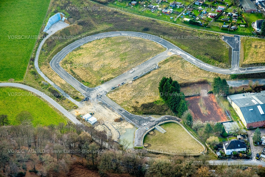 Velbert251200875Langenberg | , Luftbild, Baustelle und Erschließung neues Wohngebiet Fellershof an der Fellerstraße, Oberbonsfeld, Velbert, Bergisches Land, Nordrhein-Westfalen, Deutschland