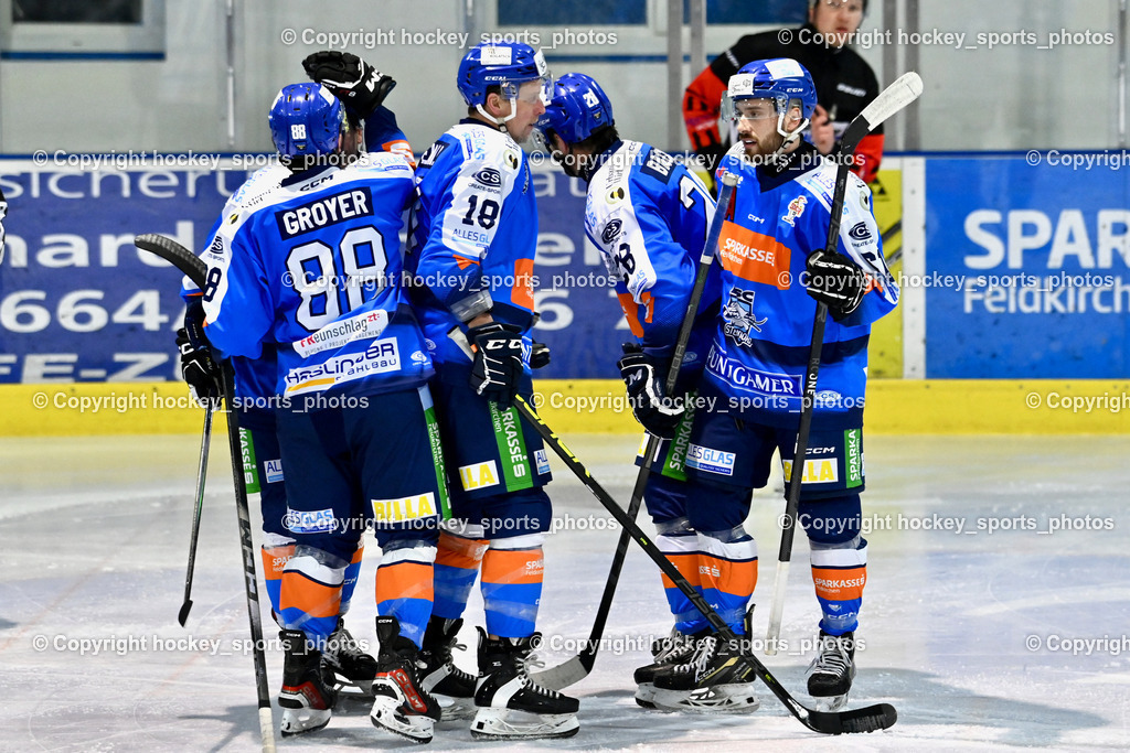 ESC Steindorf vs. ESV Ferlach  | #61 Friedrich Daniel ESC Steindorf, Jubel ESC Steindorf, #18 Pewal Martin ESC Steindorf, #88 Groyer Fabian ESC Steindorf, #11 Kalan Luka ESC Steindorf, ESC Steindorf vs. ESV Ferlach , ESC Steindorf vs. ESV Ferlach  am 15.02.2026 in Steindorf (Ossiachersee Halle), Austria, (Photo by Bernd Stefan)