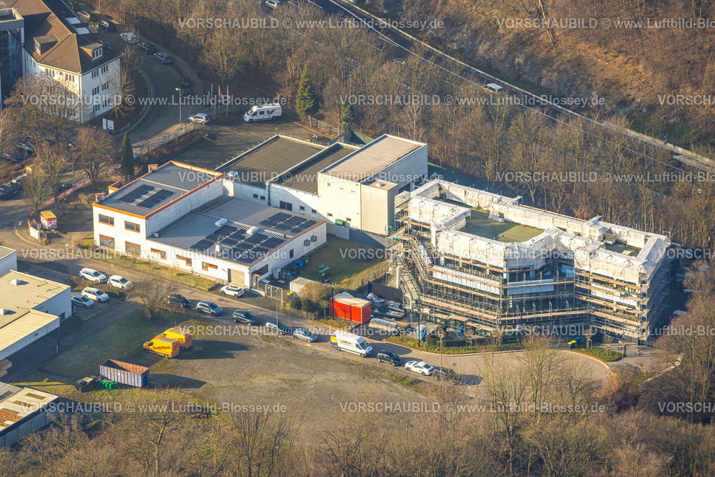 Essen260100845 | Luftbild, Gewerbegebiet Heinrich-Held-Straße mit Baustelle an der Autobahn A52, Rüttenscheid, Essen, Ruhrgebiet, Nordrhein-Westfalen, Deutschland
