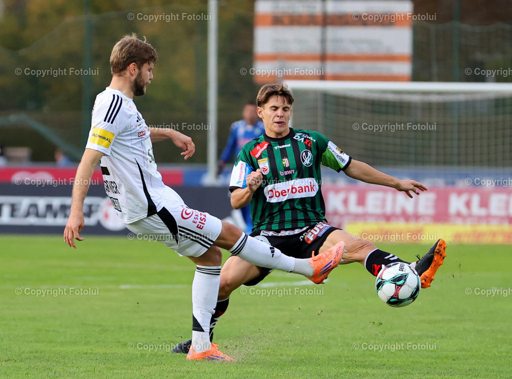 A_LUI_18102025_0005 | SPORT FUSSBALL ADMIRAL BUNDESLIGA RZ PELLETS WAC-SV OBERBANK RIED 18.10.25 IM BILD:DOMINIK BAUMGARTNER  (WAC) UND JONAS MAYER (RIED) FOTO:FOTOLUI/MW