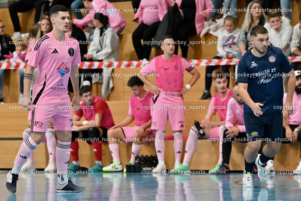 Carinthia Flamengo Futsal Club vs. LPSV-K | #72 Armin Kahvedzic Carinthia Flamengo, #9 Dino Matoruga LPSV-K, Carinthia Flamengo Futsal Club vs. LPSV-K, Carinthia Flamengo Futsal Club vs. LPSV-K am 03.11.2024 in Klagenfurt (Ballspielhalle Viktring), Austria, (Photo by Bernd Stefan)