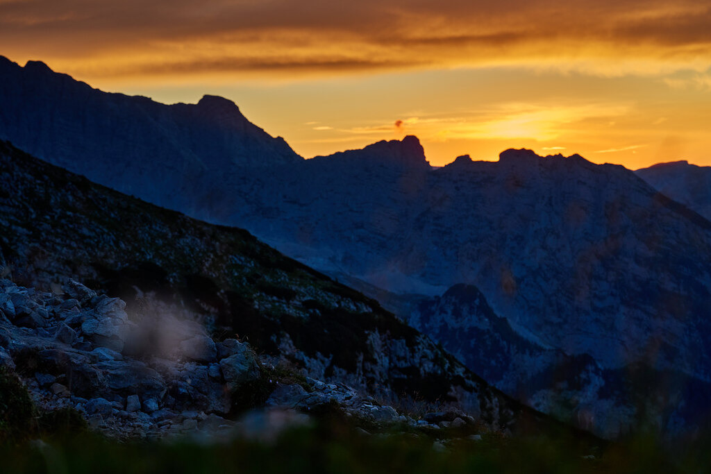 CS-220812-0452-1 | Sonnenuntergang am Watzmannhaus mit Blick in Richtung Hochkalter