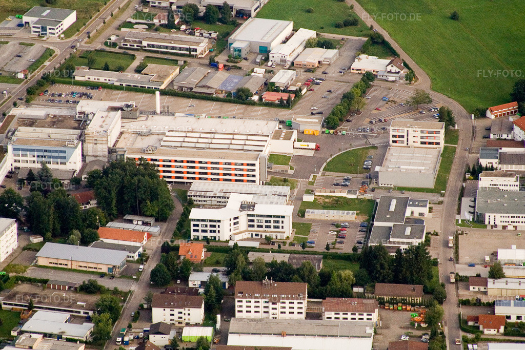 Luftbild: Ittersbach, Industriegebiet im Ortsteil Im Stockmädle in Karlsbad im Bundesland Baden-Württemberg in Deutschland. Foto: IMG_12465.jpg vom 05.08.2008 durch Werner Riehm/FLY-FOTO.de