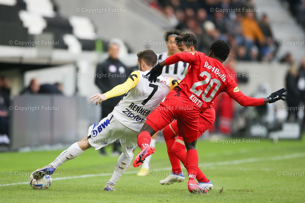 A_LUI_20230312_0005 | SPORT FUSSBALL ADMIRAL BUNDESLIGA 2022/23 LASK VS FC RED BULL SALZBURG
IM BILD: Rene Renner (Lask), Sekou Koita (Red Bull Salzburg)
FOTO:FOTOLUI/UW