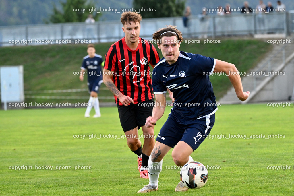SC St. Veit vs. FC Nussdorf Debant | #91 Raphael Lukas Kulterer SC St. Veit, #20 Mark Ceh FC Nussdorf Debant, SC St. Veit vs. FC Nussdorf Debant, SC St. Veit vs. FC Nussdorf Debant am 22.08.2025 in St. Veit an der Glan (Jacques Lemans Arena), Austria, (Photo by Bernd Stefan)