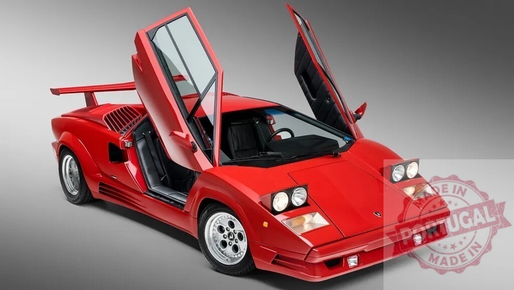 Red Lamborghini Countach with open scissor doors | Red Lamborghini Countach supercar showing power and style with iconic open doors - Realisiert mit Pictrs.com