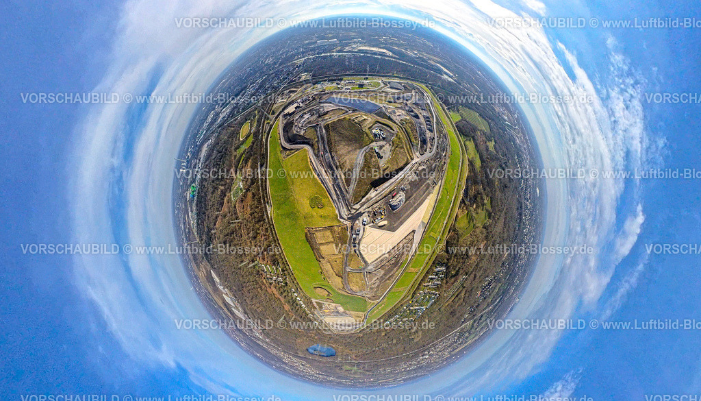 Gelsenkirchen250293025Nord | Luftbild, ZDE Zentraldeponie Emscherbruch, Erdkugel, Fisheye Aufnahme, Fischaugen Aufnahme, 360 Grad Aufnahme, tiny world, little planet, fisheye Bild, Resser Mark, Gelsenkirchen, Ruhrgebiet, Nordrhein-Westfalen, Deutschland